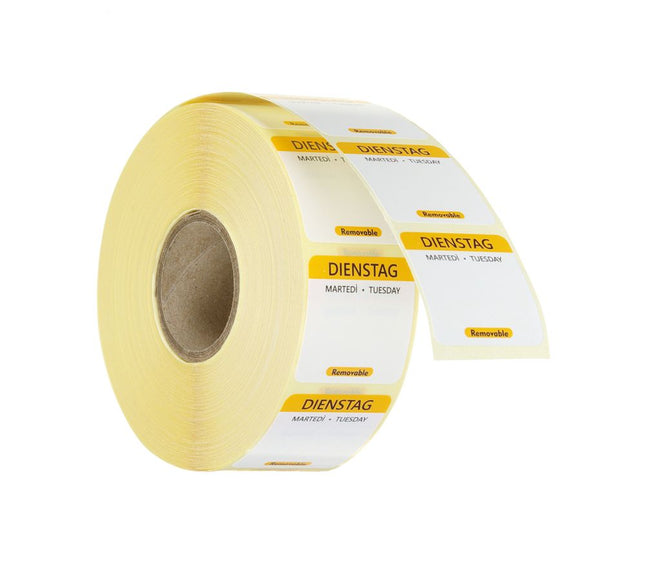Daily food safety labels, multi-use, easy removable, HENDI, Tuesday, Yellow, 1000 pcs., 25x25mm