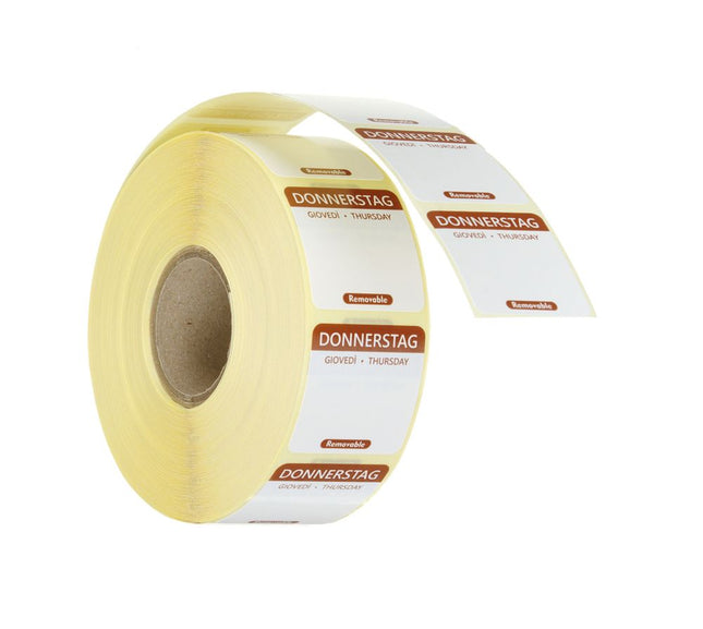 Daily food safety labels, multi-use, easy removable, HENDI, Thursday, Brown, 1000 pcs., 25x25mm