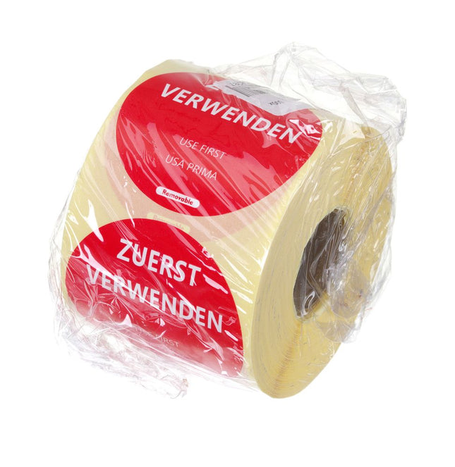 Food safety labels, multi-use, easy removable, “USE FIRST”, HENDI, Red, 500 pcs., ⌀50mm