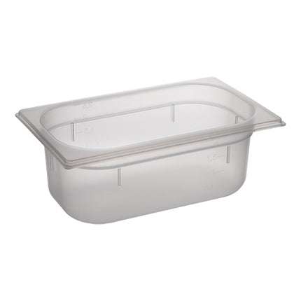 CaterChef GN 1/4 Polypropylene Gastronorm Food Pan | Transparent | 100 mm | 2.5 L 1