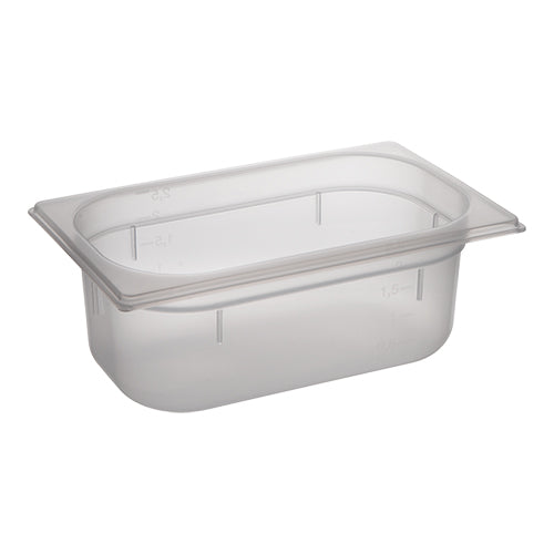 CaterChef GN 1/4 Polypropylene Gastronorm Food Pan | Transparent | 100 mm | 2.5 L 1