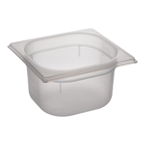CaterChef GN 1/6 Polypropylene Gastronorm Pan, Transparent, 100 mm, 1.5 L 1