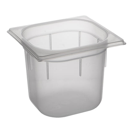 CaterChef GN 1/6 Polypropylene Gastronorm Pan, Transparent, 150 mm, 2.2 L 1