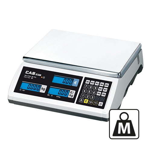 Calibrated Retail Scale 15 kg | CAS | Stainless Steel Platform 30 x 22 cm | Tare Function 1