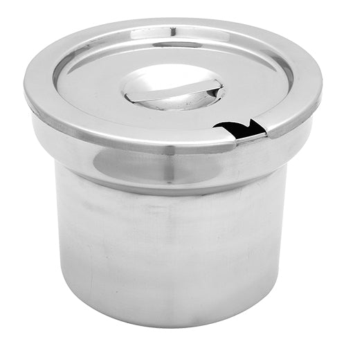 Stainless Steel Bain Marie Pot with Cover and Spoon Groove | EMGA | 4 L | Ø21.3 x H16 cm 1