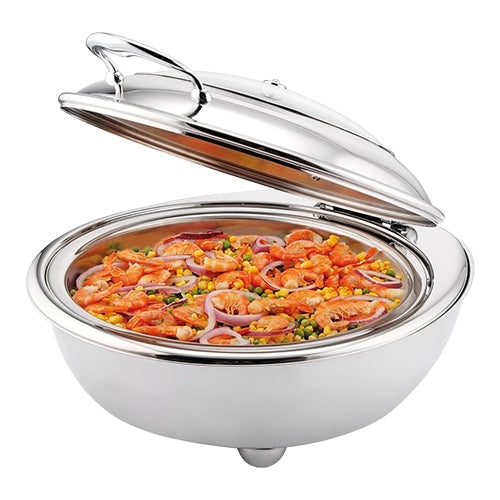 Round Chafing Dish with Hinged Glass Lid | Sunnex | Ø36 cm | Stainless Steel | 310 W 1