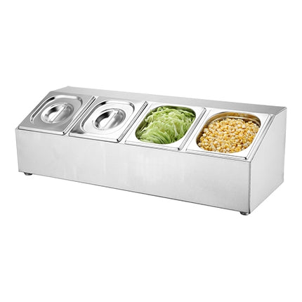 Sunnex Stainless Steel Condiment Dispenser | 4 GN 1/6 Containers with Lids | 70 x 26 x H23 cm 1