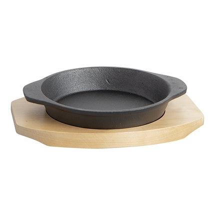 Sunnex Cast Iron Round Sizzler Plate | Wooden Base Included | Ø14 cm 1