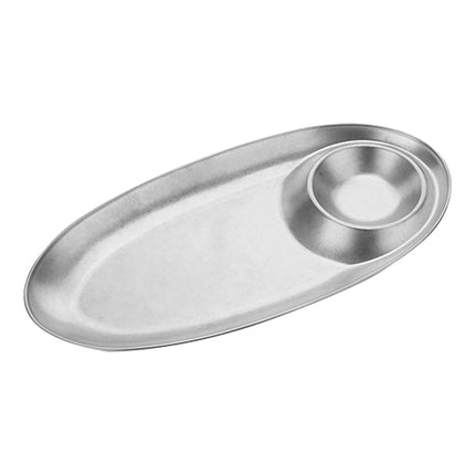 Oval Stainless Steel 18/10 Serving Plate | Sunnex Classic Series | 27.6 x 13.6 x H2 cm 1