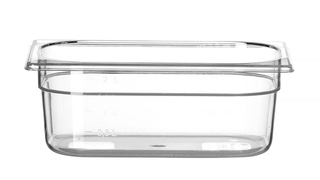 Polycarbonate GN 1/4 Container | HENDI Profi Line | 2.8L | Transparent | 265x162x100mm