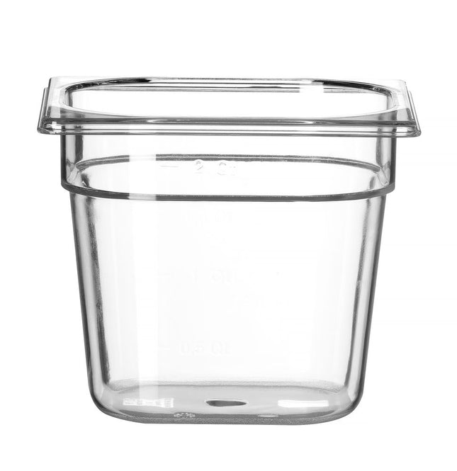Polycarbonate GN 1/6 Container 2.4L | HENDI Profi Line | Transparent | 176x162x150mm