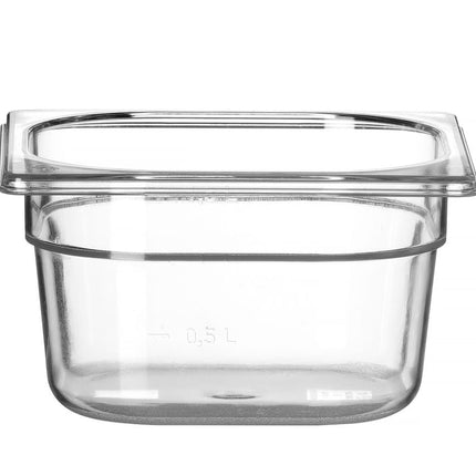 Polycarbonate GN 1/6 Container 1.6L | HENDI Profi Line | Transparent | 176x162x100mm