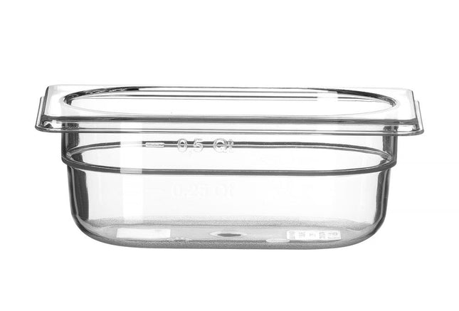 Polycarbonate Food Storage Container GN 1/9 | HENDI Profi Line | Transparent | 0.6L | 176x108x65mm