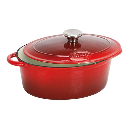Oval Braising Pan with Lid | Sitram | Red Enamelled Cast Iron | 27 x 21 cm | 4 L 1