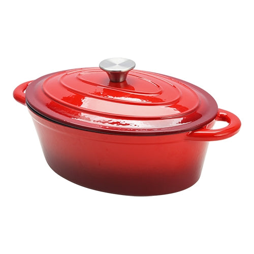Cast Iron Braising Pan with Lid | Sunnex | Red Enamelled | 28 x 20 x H11 cm | 3.5 L 1