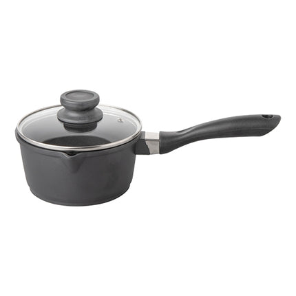 Saucepan with Spout and Glass Lid | EMGA | Nonstick Cast Aluminium | Ø16 cm | 1.3 L 1