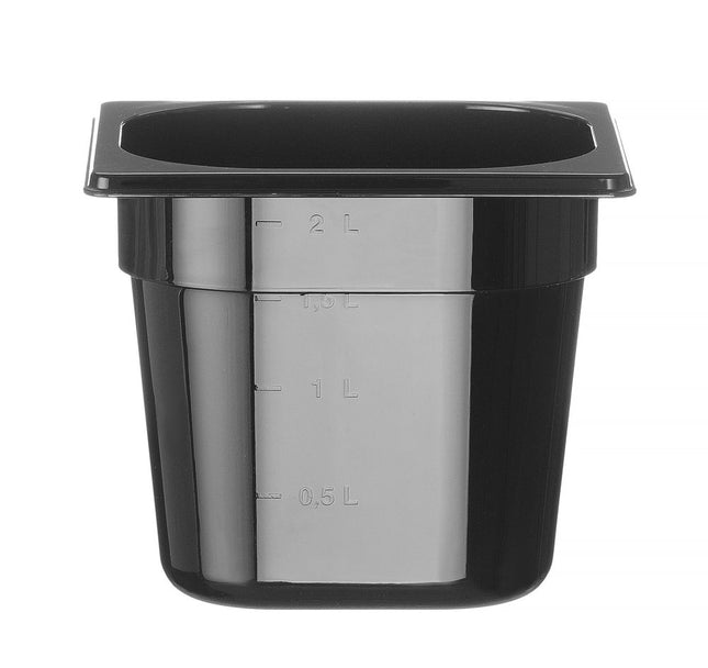 Black Polycarbonate GN 1/6 Container | HENDI Profi Line | 2.4L | 176x162x150mm