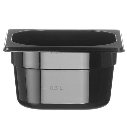Black Polycarbonate GN 1/6 Container | HENDI Profi Line | 1.6L | 176x162x100mm