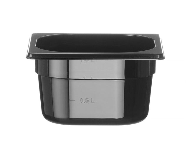 Black Polycarbonate GN 1/6 Container | HENDI Profi Line | 1.6L | 176x162x100mm