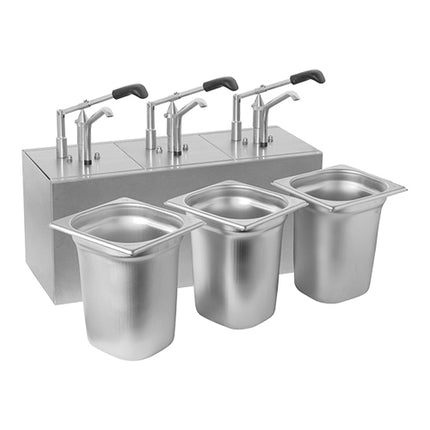 Stainless Steel Sauce Dispenser 3 Compartments | Hovicon | 3 x 3.1 L | 50 x 21.5 x H37 cm 1