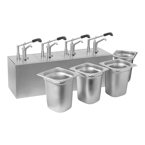 Stainless Steel Sauce Dispenser 4 Compartments | Hovicon | 4 x 3.1 L | 66.5 x 21.5 x H37 cm 1