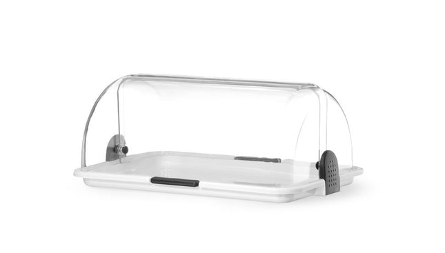 Roll-top display, HENDI, Single, White, 380x260x(H)170mm, Rectangular