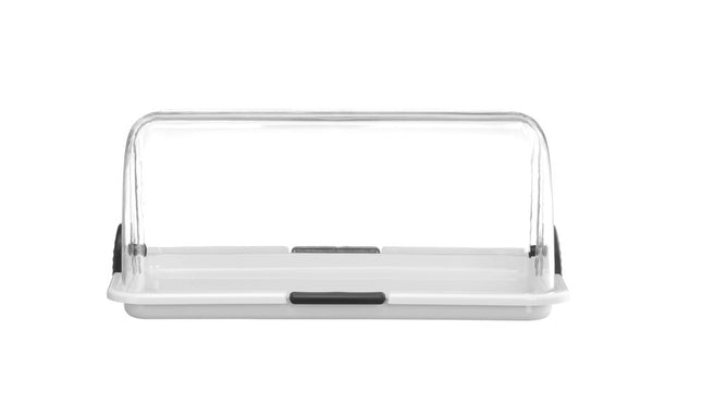 Roll-top display, HENDI, Single, White, 380x260x(H)170mm, Rectangular