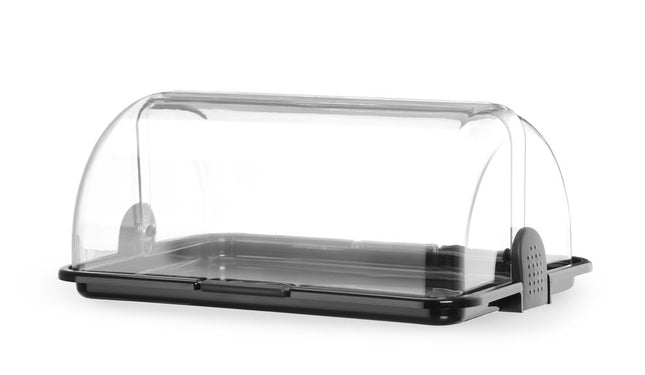Roll-top display, HENDI, Single, Black, 465x315x(H)195mm, Rectangular