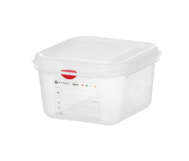 GN 1/6 container, polypropylene, HENDI, GN 1/6, 1,7L, Transparent, 176x162x(H)100mm, Rectangular
