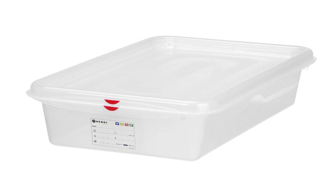 GN 2/3 container, polypropylene, HENDI, GN 2/3, 9L, Transparent, 354x325x(H)100mm, Rectangular
