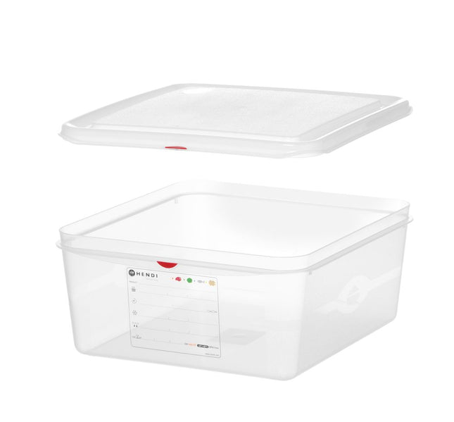 GN 2/3 container, polypropylene, HENDI, GN 2/3, 13,5L, Transparent, 354x325x(H)150mm, Rectangular