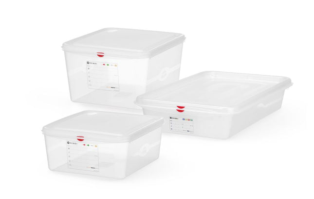 GN 2/3 container, polypropylene, HENDI, GN 2/3, 9L, Transparent, 354x325x(H)100mm, Rectangular