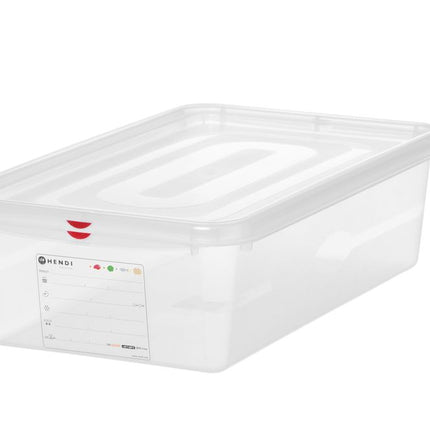 GN posoda 1/1, polipropilen, HENDI, GN 1/1, 21 l, prozorna, 530 × 325 × (V) 150 mm, pravokotna