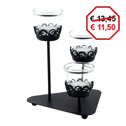 3-Arm Powder Coated Steel Candle Holder | EMGA | H23 cm 1