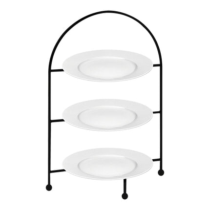 3-Tier Serving Stand with Porcelain Plates | EMGA | Epoxied Metal | Ø21 x H26 cm 1