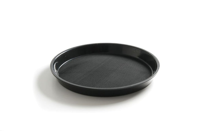 Non-Slip Round Serving Tray with High Rim | HENDI | Black | Ø360x39mm