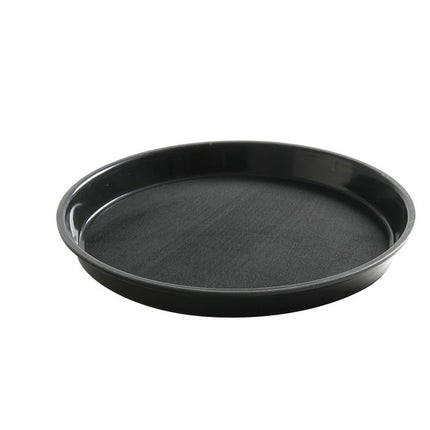 Non-Slip Round Serving Tray with High Rim | HENDI | Black | Ø320x37mm