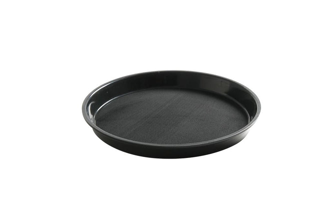 Non-Slip Round Serving Tray with High Rim | HENDI | Black | Ø320x37mm