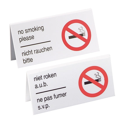 Double-Sided White Table Sign | EMGA | Polystyrene | W13 x D6.5 x H7.5 cm 1
