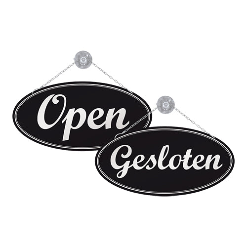 Double-Sided Open/Closed Text Sign with Suction Cup | EMGA | 30 x 10.5 cm 1