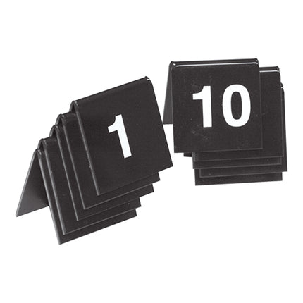 Black Table Numbers 01-10 | EMGA | Set of 10 | Printed Both Sides | 4 x 3 x H3.5 cm 1