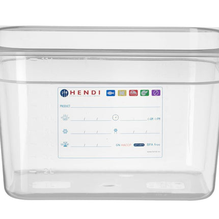 HACCP Compliant GN 1/2 Food Storage Container | HENDI | Transparent | 12.5L Capacity