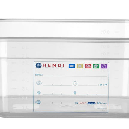 GN 1/2 HACCP Food Storage Container 9.5L Transparent | HENDI 325x265x150mm
