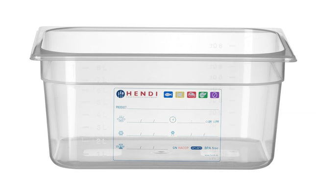 GN 1/2 HACCP Food Storage Container 9.5L Transparent | HENDI 325x265x150mm