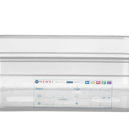 GN 1/2 HACCP Food Storage Container 6.5L Transparent | HENDI 325x265x100mm