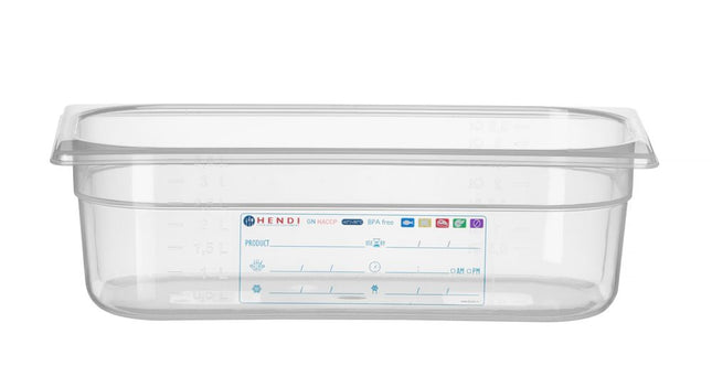 HACCP Compliant GN 1/3 Food Storage Container | HENDI | 4L | Transparent