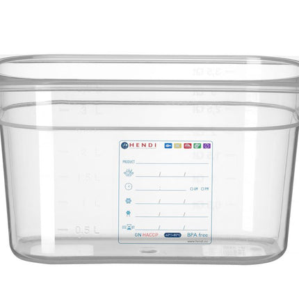 GN 1/4 HACCP Food Storage Container | HENDI | Transparent | 265x162x150mm | 4L