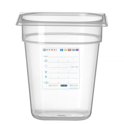 GN 1/6 HACCP Food Storage Container 3.4L Transparent | HENDI 176x162x200mm