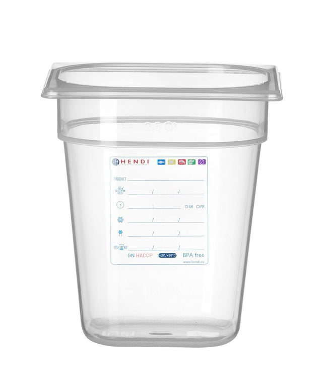 GN 1/6 HACCP Food Storage Container 3.4L Transparent | HENDI 176x162x200mm