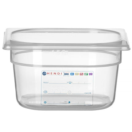 GN 1/6 HACCP Food Storage Container 1.6L Transparent | HENDI 176x162x100mm